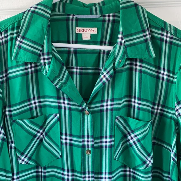 Green plaid longsleeve shirt size L - Picture 3 of 7